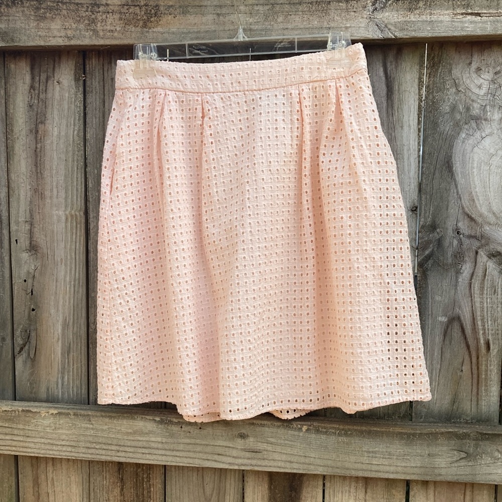 Dennis Basso cotton peach eyelet skirt